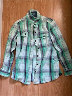 Outerknown Blanket Shirt Mint & Lavender Plaid